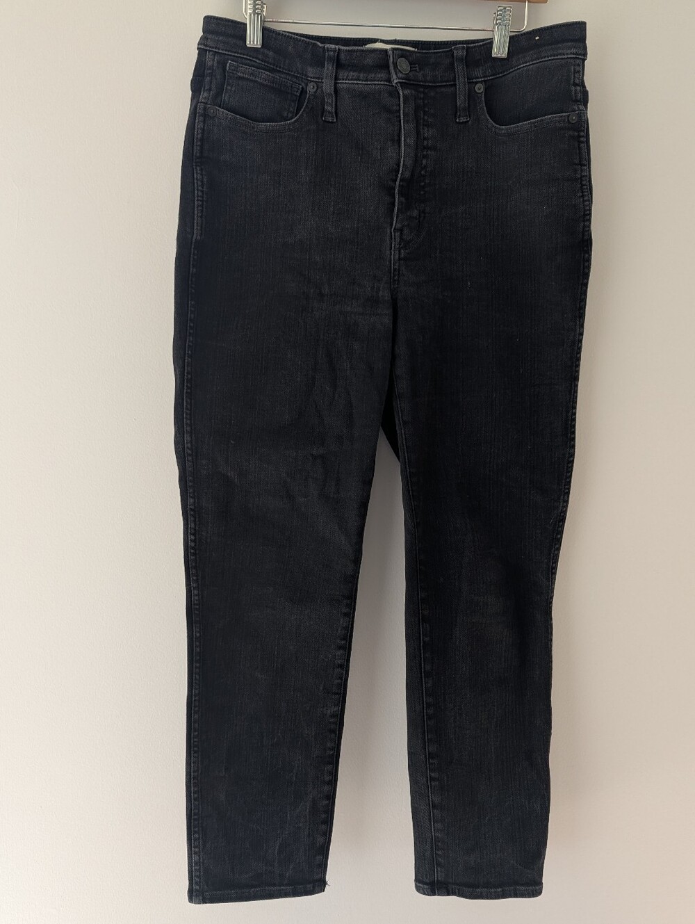 Madewell Curvy Stovepipe Jeans 31 Black High Rise Straight Leg Denim